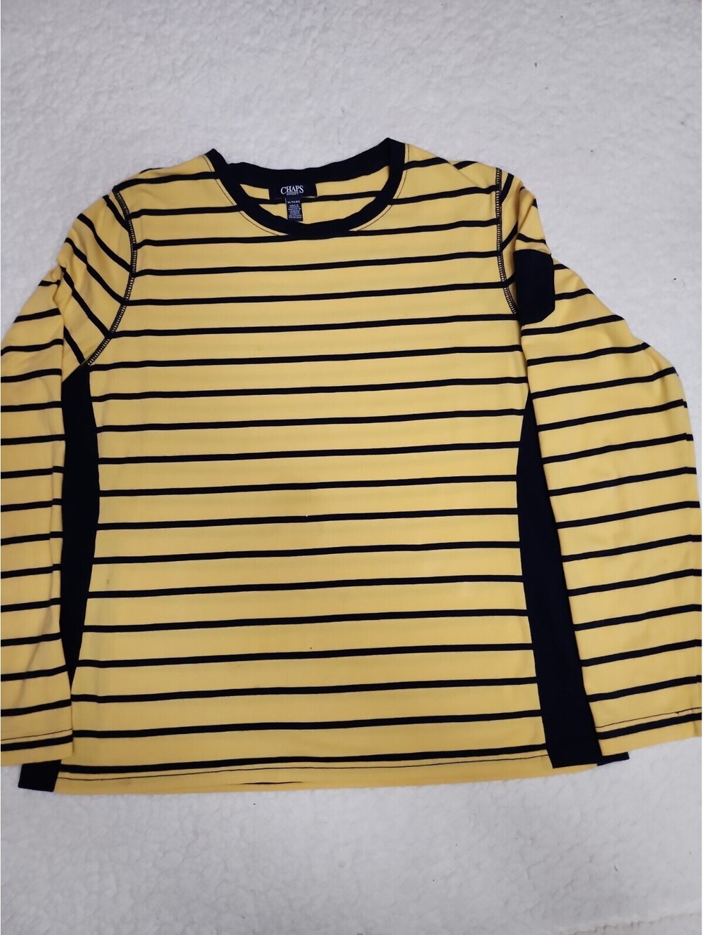 Chaps Women’s Yellow Navy  Striped Long Sleeve Shirt, Size XL RN41381 CAMBOYA
